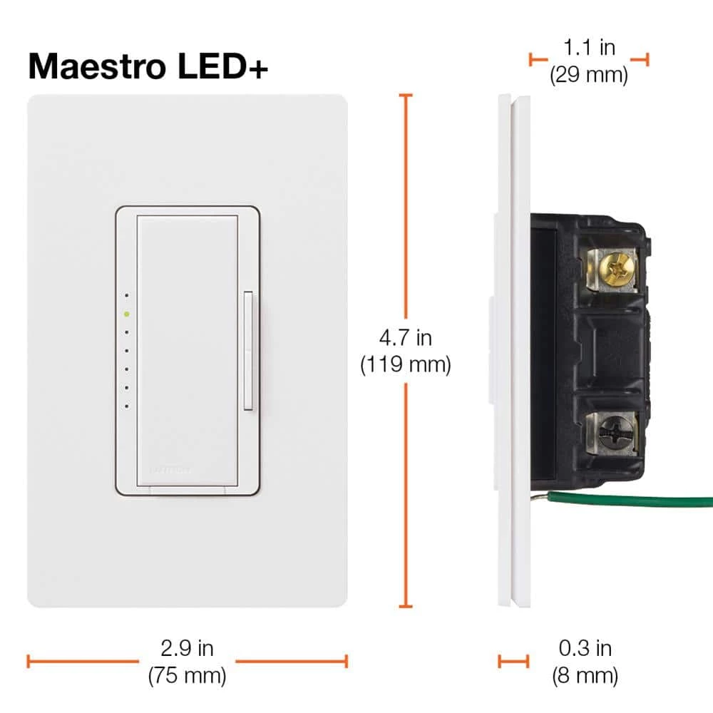 Maestro LED+ Dimmer Switch for Dimmable LED, Halogen and Incandescent Bulbs, Single-Pole or Multi-Location, Almond by Lutron - Image 11