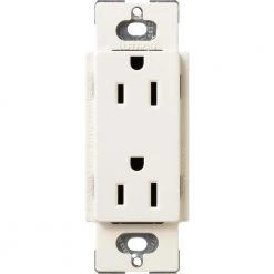 Claro 15 Amp Duplex Outlet, Biscuit by Lutron