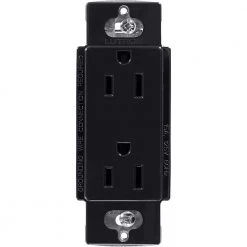 Claro 15 Amp Duplex Outlet, Black by Lutron