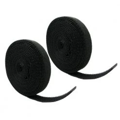 Reusable Self-Gripping Cable Tie Roll, Black (2-Pack) by QualGear