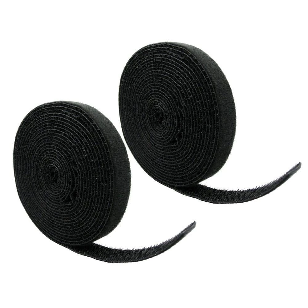 Reusable Self-Gripping Cable Tie Roll, Black (2-Pack) by QualGear