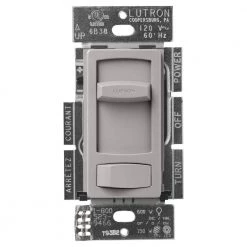 Skylark Contour LED+ Dimmer Switch for Dimmable LED, Halogen and Incandescent Bulbs, Single-Pole or 3-Way, Gray by Lutron
