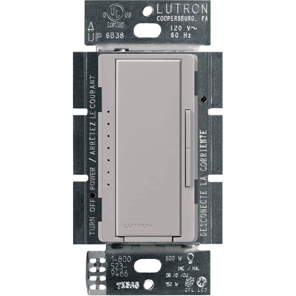 Maestro LED+ Dimmer Switch for Dimmable LED, Halogen and Incandescent Bulbs, Single-Pole or Multi-Location, Gray by Lutron