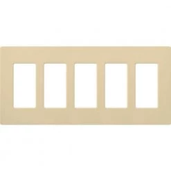 Claro 5 Gang Decorator/Rocker Wallplate, Gloss, Ivory (1-Pack) by Lutron