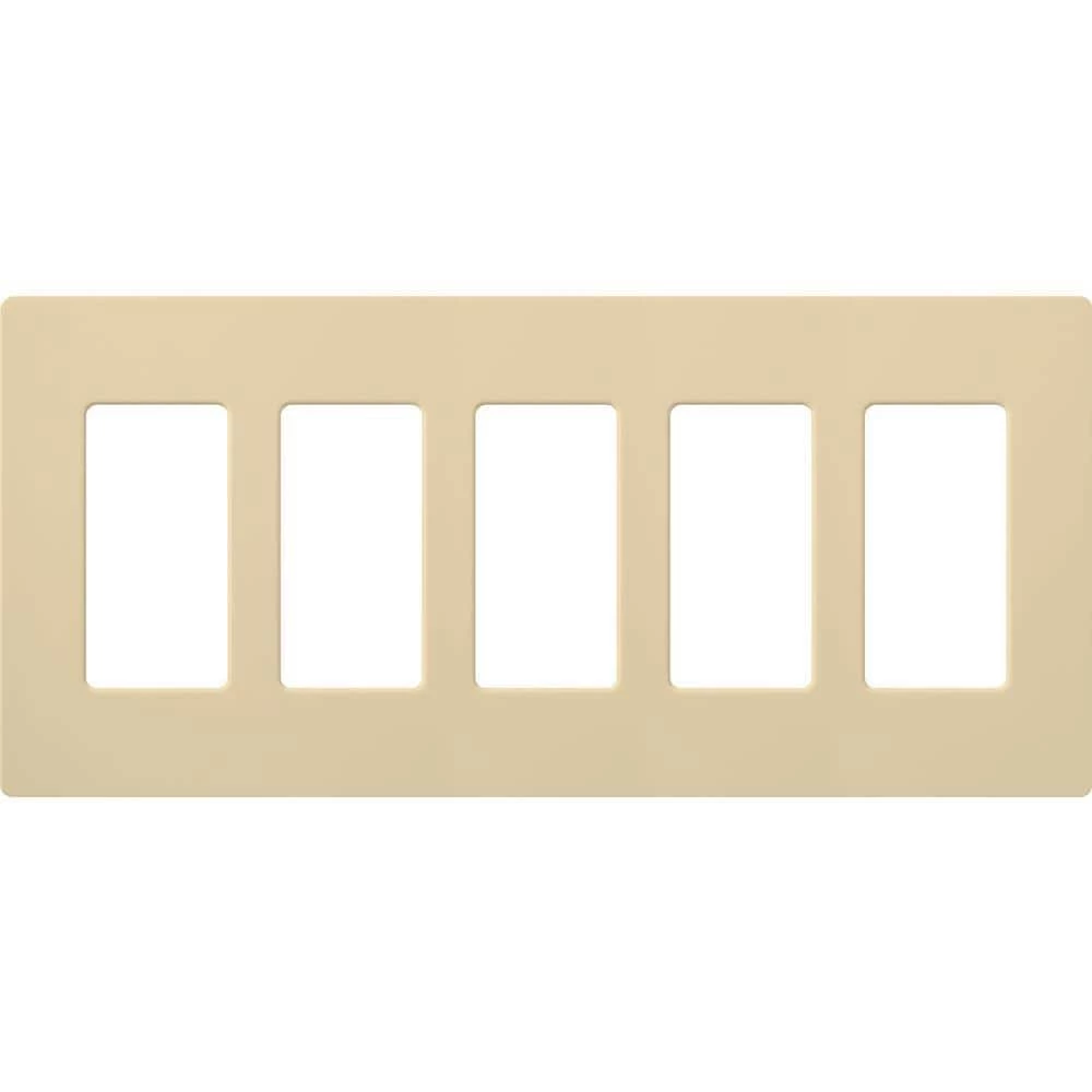 Claro 5 Gang Decorator/Rocker Wallplate, Gloss, Ivory (1-Pack) by Lutron
