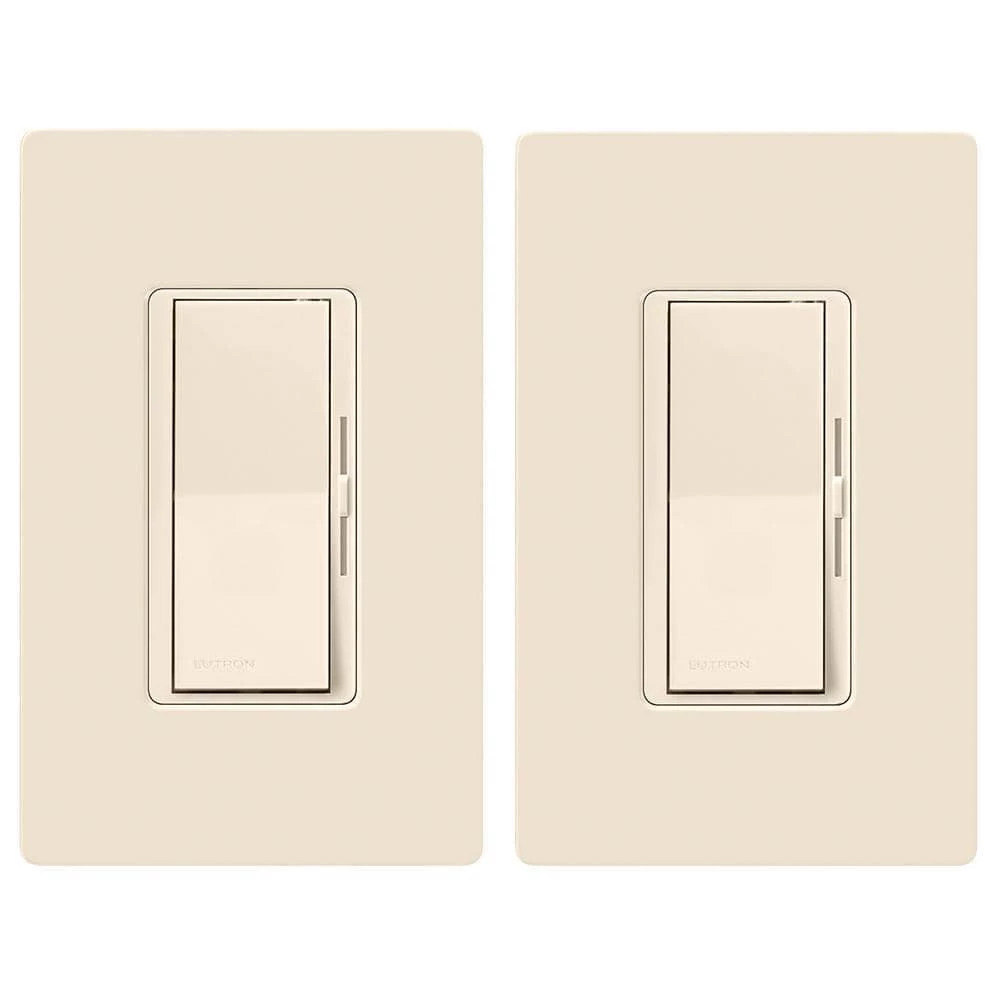 Diva LED+ Dimmer Switch for Dimmable LED, Halogen and Incandescent Bulbs, Single-Pole or 3-Way, Light Almond (2-Pack) by Lutron