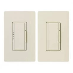 Maestro LED+ Dimmer Switch Kit for Dimmable LED, Halogen and Incandescent Bulbs, 3-Way or Multi-Location, Light Almond by Lutron