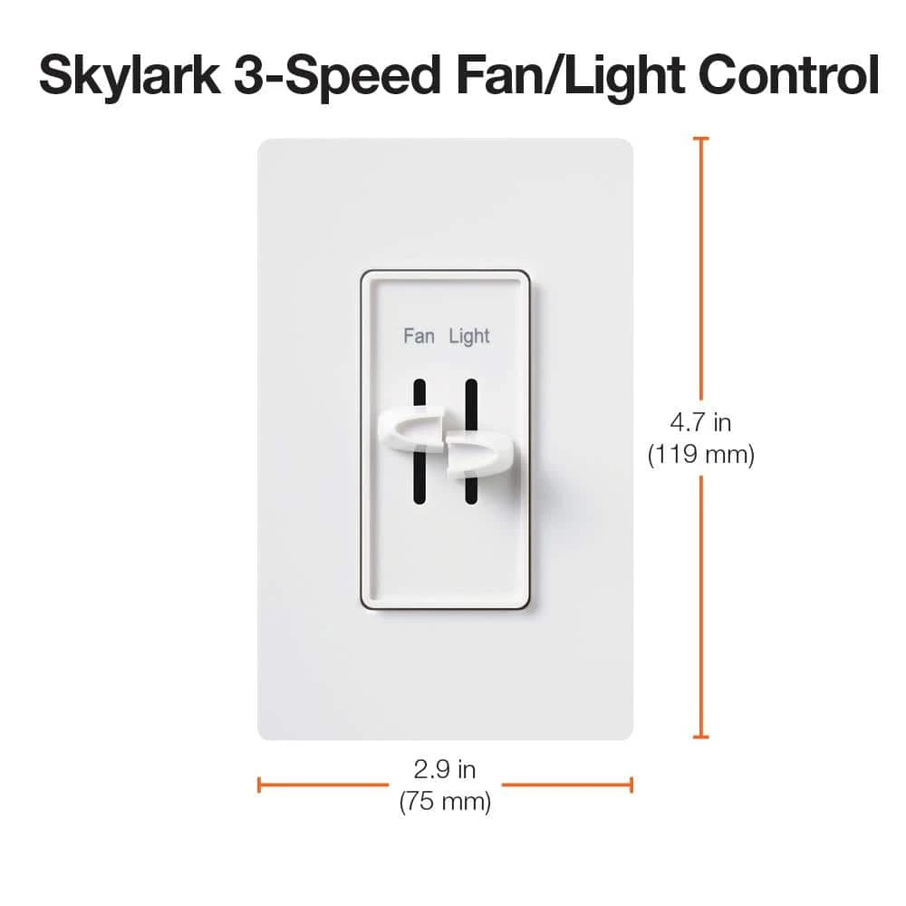 Skylark 300-Watt Single-Pole Dual Fan Control and Dimmer, Light Almond by Lutron - Image 5