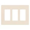 Claro 3 Gang Decorator/Rocker Wallplate, Gloss, Light Almond (1-Pack) by Lutron