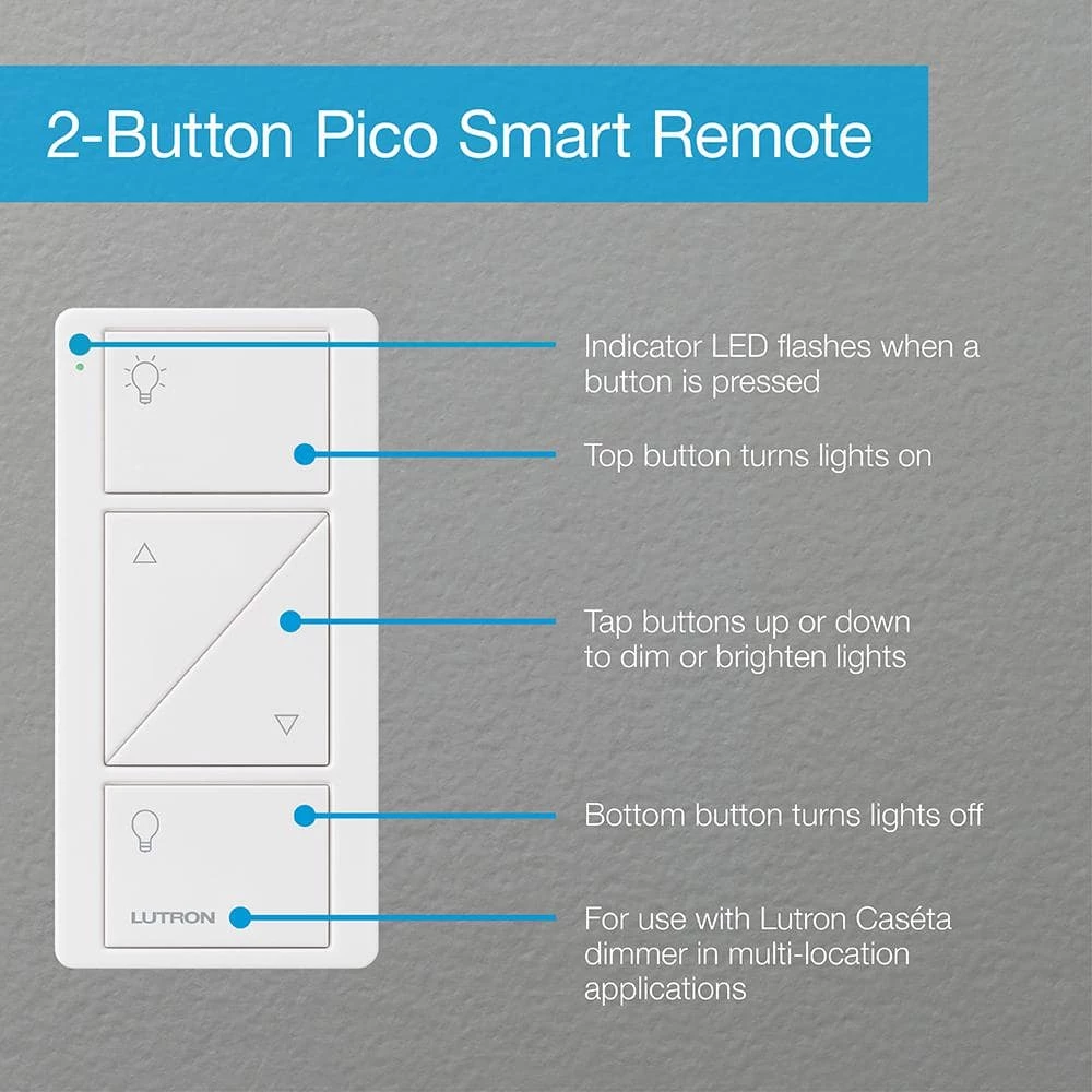 Pico Remote Control for Caseta Wireless Dimmer, 2-Button with Raise/Lower in Ivory by Lutron - Image 4