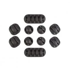 Multipurpose Cable Clips Holders, Black, 10-Pack by QualGear