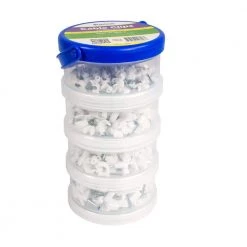 4 mm, 6 mm, 8 mm, 10 mm Cable Clips, White, 400-Pack, Canister by QualGear