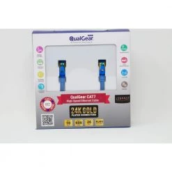 Ethernet Cable Length 25 ft. 26 AWG, 10 Gbps, Gold Plated Contacts, RJ45,99.99% OFC Copper, Blue by QualGear