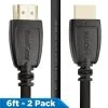 High Speed HDMI 2.0 Cable with Ethernet, 6 ft. (2-Pack) by QualGear