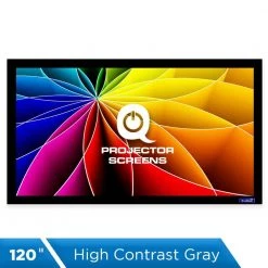 Fixed Frame Projector Screen - 16:9, 120 in. High Contrast Gray 0.9 Gain by QualGear