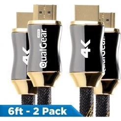 HDMI Premium Certified 2.0b cable with Ethernet, 6 ft. (2-Pack) by QualGear