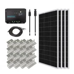400-Watt 12-Volt Off-Grid Solar Starter Kit w/ 4-Piece 100W Monocrystalline Panel and 30A PWM Wanderer Charge Controller by Renogy
