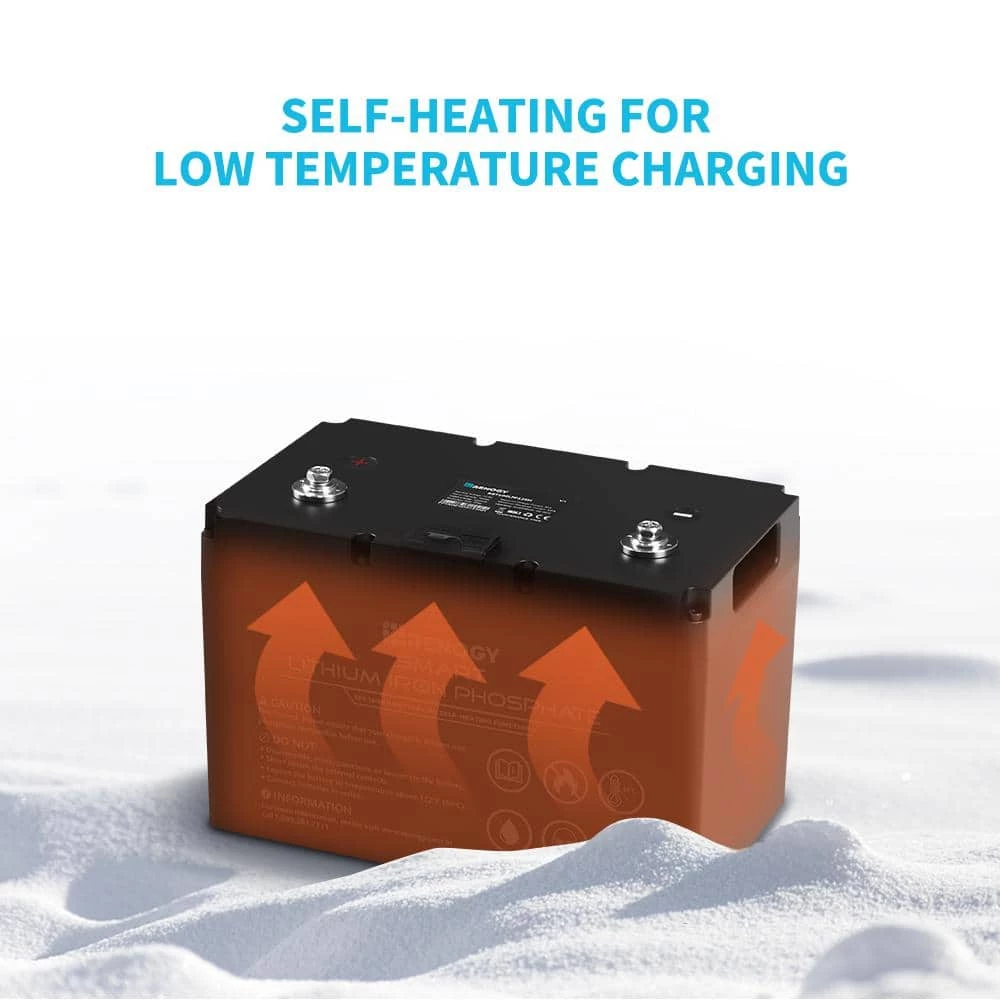 12-Volt 100Ah Smart LiFePO4 Lithium-Iron Phosphate Battery w/ Self-Heating Function for Off-Grid Applications by Renogy - Image 5