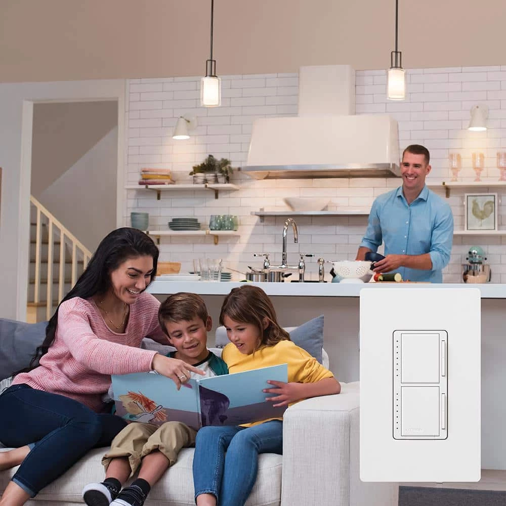 Maestro 300-Watt Single-Pole Dual Dimmer - Snow by Lutron - Image 2