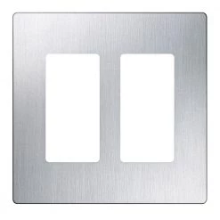 Claro 2-Gang Wall Plate, Stainless Steel by Lutron