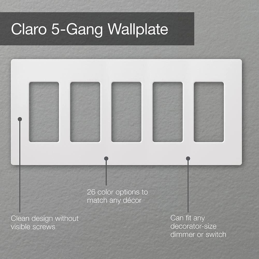 Claro 5 Gang Decorator/Rocker Wallplate, Stainless Steel (1-Pack) by Lutron - Image 5