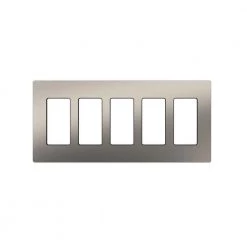 Claro 5 Gang Decorator/Rocker Wallplate, Stainless Steel (1-Pack) by Lutron