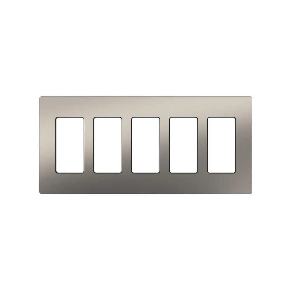 Claro 5 Gang Decorator/Rocker Wallplate, Stainless Steel (1-Pack) by Lutron