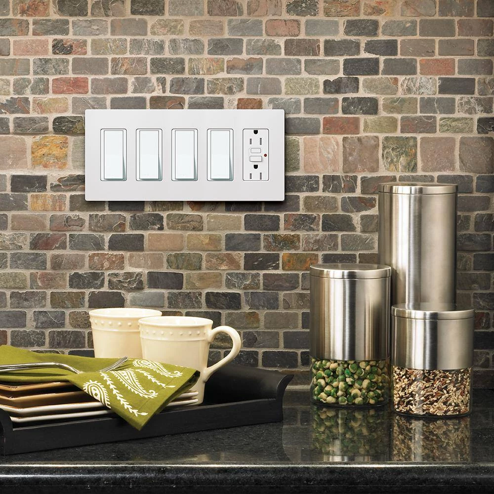 Claro 5 Gang Decorator/Rocker Wallplate, Stainless Steel (1-Pack) by Lutron - Image 2