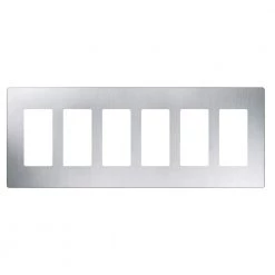Claro 6 Gang Decorator/Rocker Wallplate, Stainless Steel (1-Pack) by Lutron