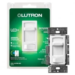 Skylark Contour LED+ Dimmer Switch for Dimmable LED, Halogen and Incandescent Bulbs, Single-Pole or 3-Way, White by Lutron