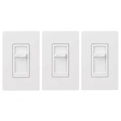 Skylark Contour LED+ Slide Dimmer Switch for Dimmable LED, Incandescent and Halogen Bulbs, Single-Pole, White (3-Pack) by Lutron