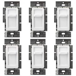 Skylark Contour LED+ Slide Dimmer Switch for Dimmable LED, INC/HAL Bulbs, Single-Pole, White (6-Pack) by Lutron