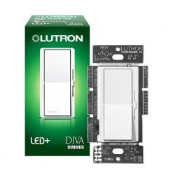 Diva LED+ Dimmer Switch for Dimmable LED, Halogen and Incandescent Bulbs, Single Pole or 3 Way, White by Lutron