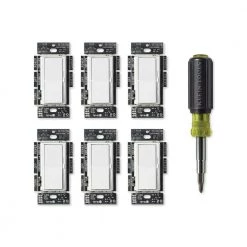 Diva LED+ Dimmer Switch for Dimmable LEDs, White (6-Pack), Klein 11-in-1 Multi Bit Screwdriver and Nut Driver by Lutron