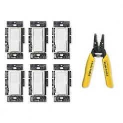 Diva LED Dimmer Switch, White (6-Pack), Klein 6-1/4 in. Wire Stripper/Cutter for 10-18 AWG Solid Wire by Lutron