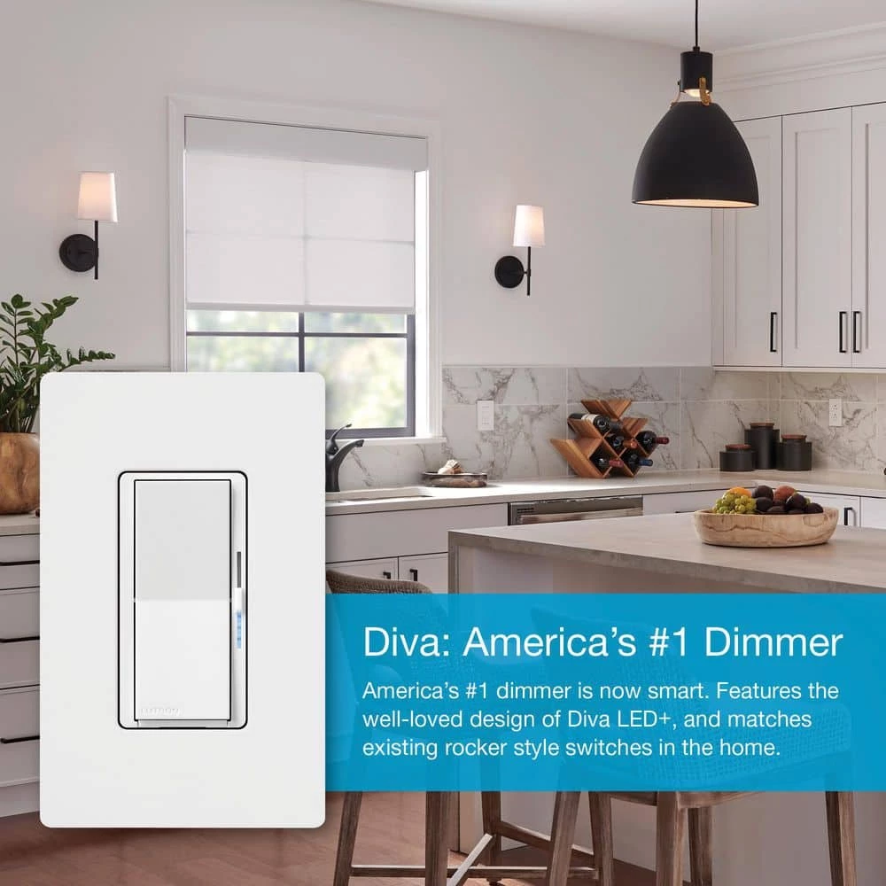 Diva Smart Dimmer Switch for Caseta Smart Lighting, White by Lutron - Image 3