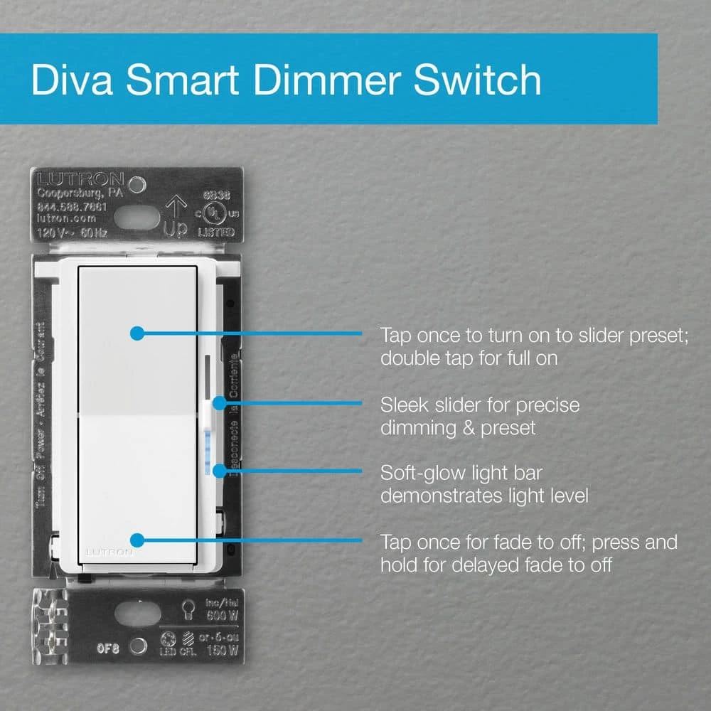 Diva Smart Dimmer Switch for Caseta Smart Lighting, White by Lutron - Image 13