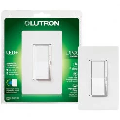 Diva LED+ Dimmer Switch for Dimmable LED, Halogen and Incandescent Bulbs, Single-Pole or 3-Way, with Wallplate, White by Lutron