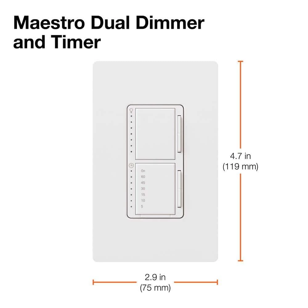 Maestro 300-Watt Single-Pole Digital Dimmer and Timer Switch - White by Lutron - Image 5