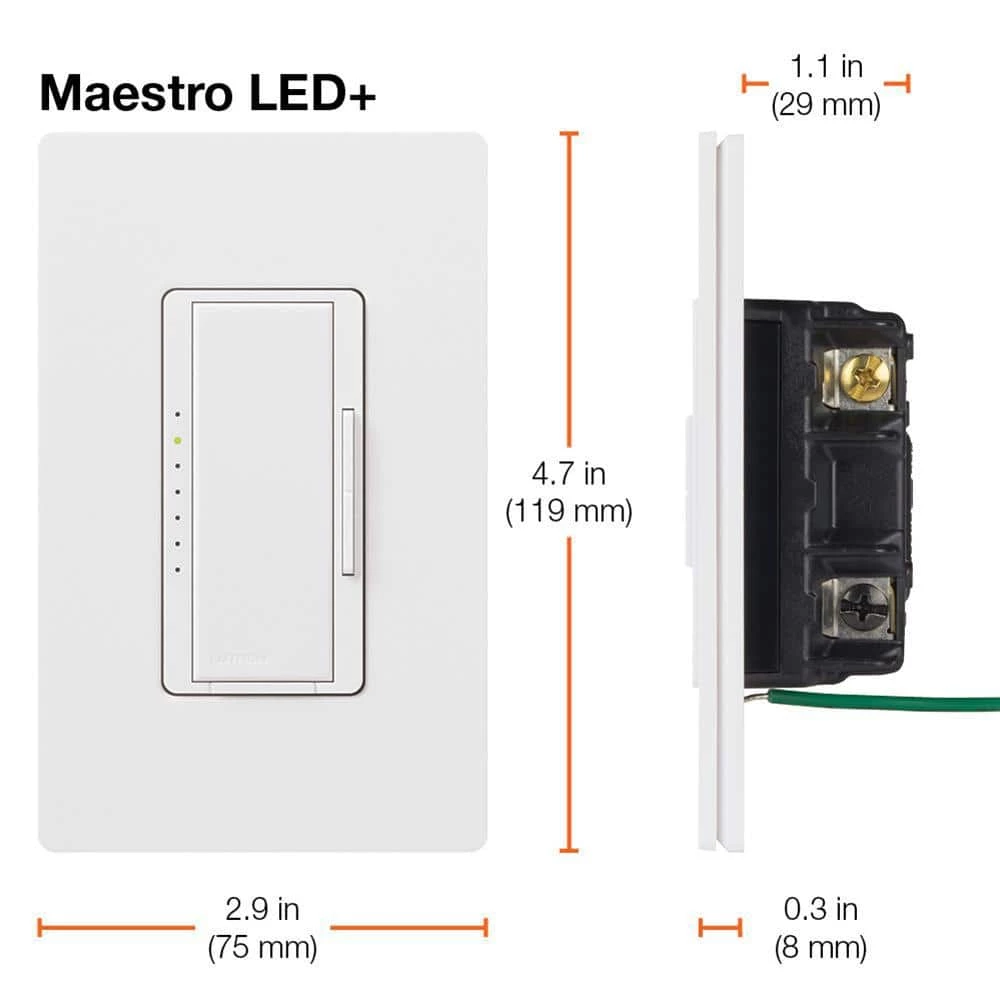Maestro LED+ Dimmer Switch Kit for Dimmable LED, Halogen and Incandescent Bulbs, 3-Way or Multi-Location, White by Lutron - Image 11