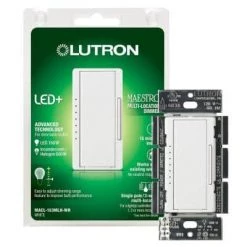 Maestro LED+ Dimmer Switch for Dimmable LED, Halogen and Incandescent Bulbs, Single-Pole or Multi-Location, White by Lutron