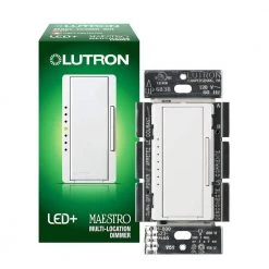 Maestro LED+ Dimmer Switch for Dimmable LED, Incandescent Bulbs, Single-Pole or Multi-Location, Easy-Open Pro Box, White by Lutron