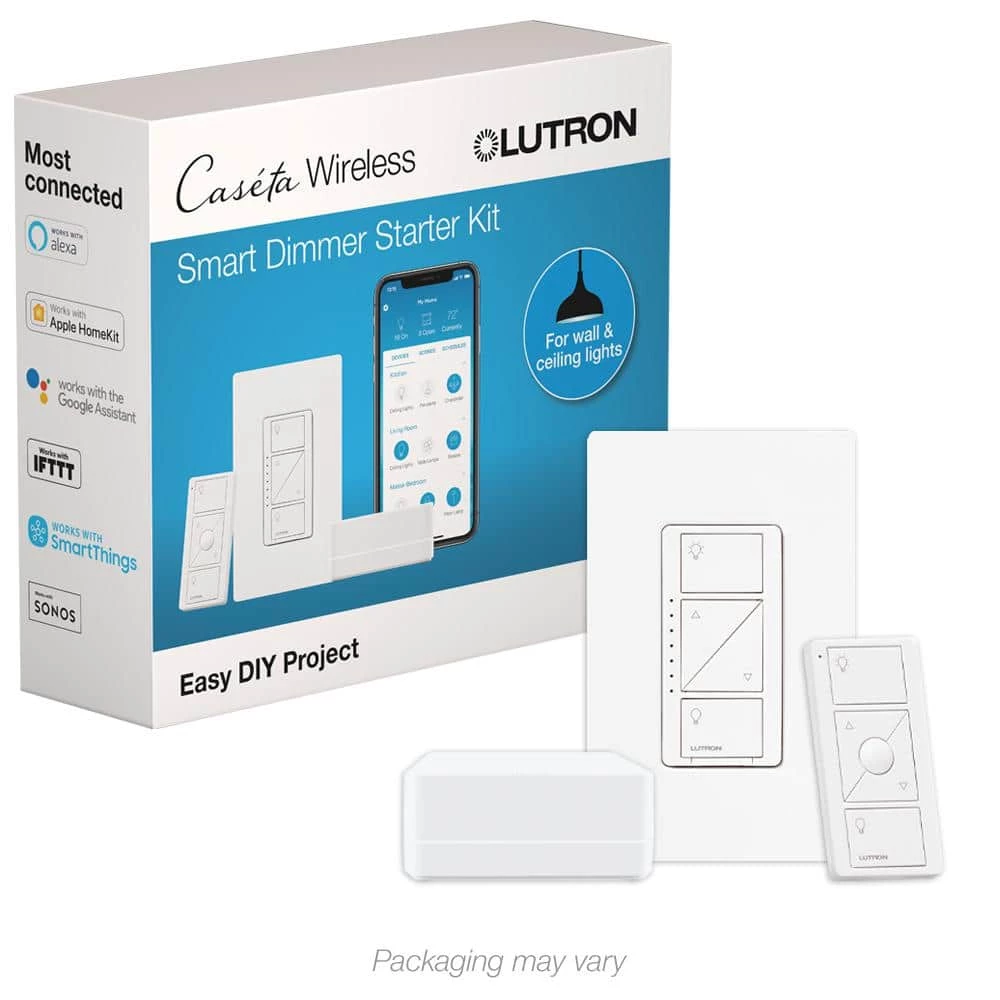 Caseta Wireless Smart Lighting Dimmer Switch Starter Kit with Smart Bridge by Lutron