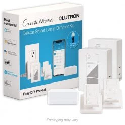 Caseta Wireless Smart Lighting Lamp Dimmer (2 Count) Starter Kit with Smart Bridge, Pedestals for Pico Remotes by Lutron
