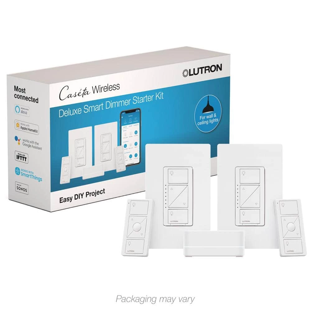 Caseta Wireless Smart Lighting Dimmer Switch (2 Count) Starter Kit with Smart Bridge by Lutron
