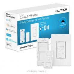 Caseta 3-Way Smart Dimmer Switch Kit with Remote, 150-Watt (2 Points of Control), White by Lutron