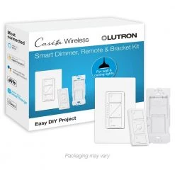 White Caseta Wireless Smart Lighting Dimmer Switch and Remote Kit with Bracket for Wall and Ceiling Lights by Lutron