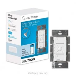 Caseta Wireless Smart Lighting Dimmer Switch for ELV+ Bulbs, White by Lutron