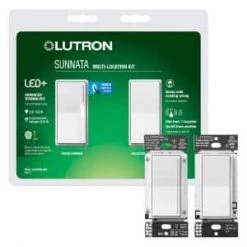 Sunnata LED+ Dimmer Switch and Accessory Switch 3 Way Kit, for Dimmable LED, Halogen and Incandescent Bulbs, White by Lutron