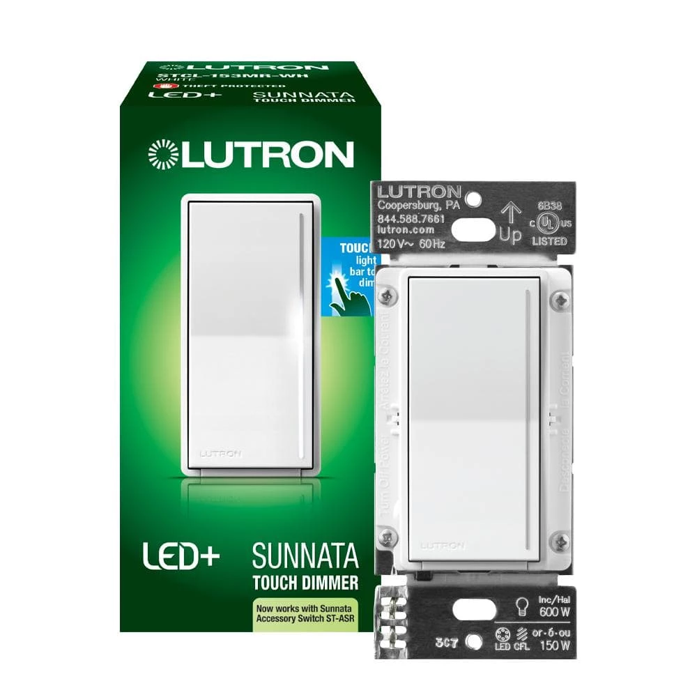 Sunnata 3-Way/Multi-Location LED Plus Touch Dimmer Switch, for LED Incandescent/Halogen Bulbs in White (2-Pack) by Lutron